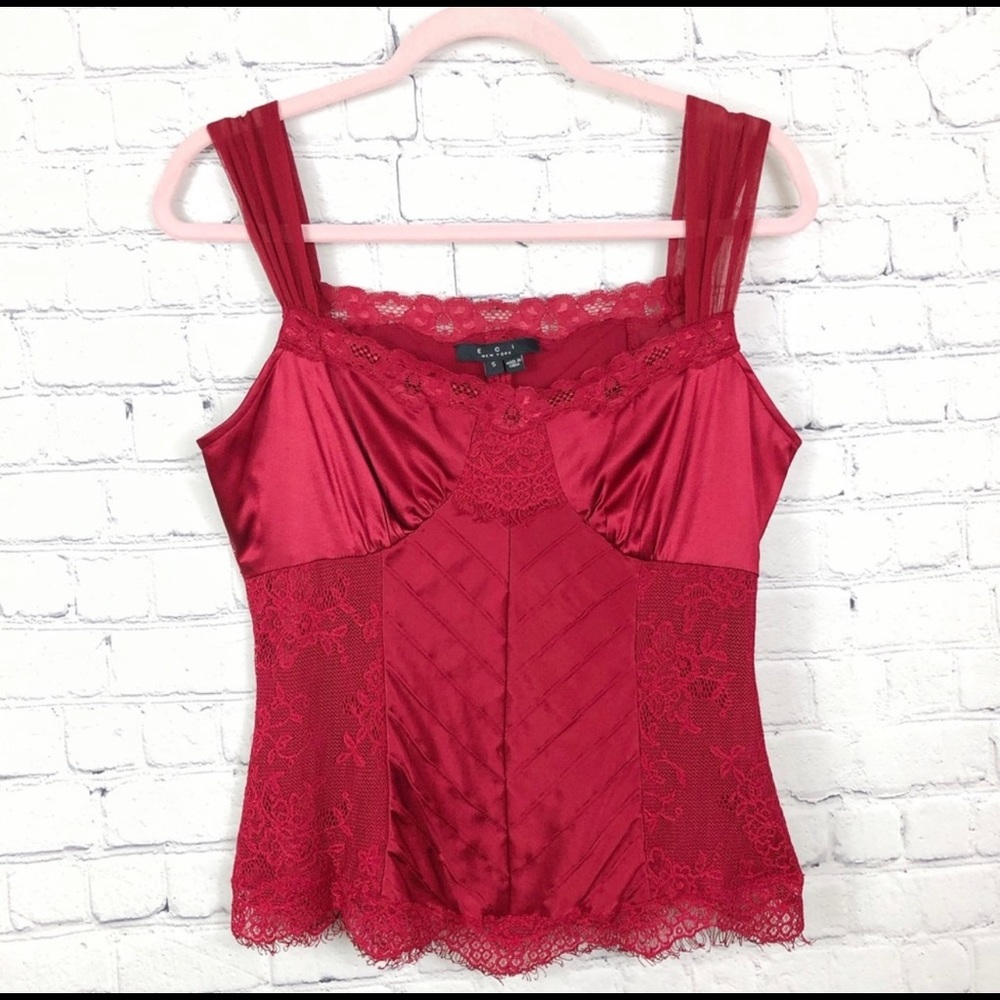 Red Silk lingerie style tank top! Size small